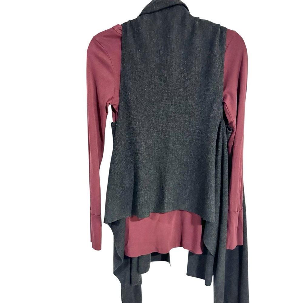 Eileen Fisher Merino Wool Draped Waterfall Charcoal Gray Sweater Vest Cardigan S - Picture 3 of 6